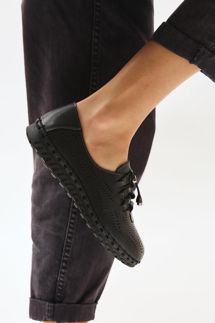 Мокасины женские ALLSY кожаные р. 38 Черный (195191) - фото 4