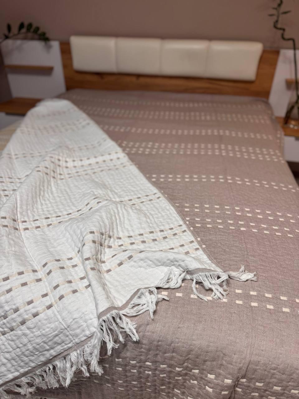 Плед хлопковый евро 200х230 Кофейный (Д-muslin-2025-005-02) - фото 2