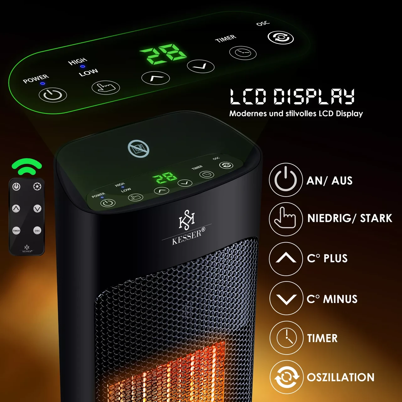 Інфрачервоний обігрівач KESSER керамічний 2000 Вт 52x9x19 см (14236sc) - фото 6 Інфрачервоний обігрівач KESSER керамічний 2000 Вт 52x9x19 см (14236sc) - фото 6