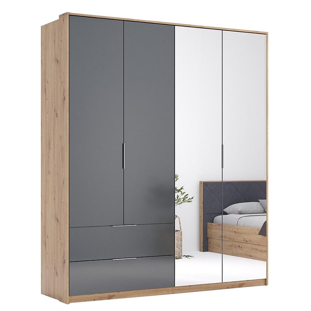 Шафа чотиридверна для одягу MiroMark 4Д2Ш Реймонд ламінована ДСП/дзеркало 550х550х2122 мм Дуб артізан/Антрацит (46092) - фото 2 Шафа чотиридверна для одягу MiroMark 4Д2Ш Реймонд ламінована ДСП/дзеркало 550х550х2122 мм Дуб артізан/Антрацит (46092) - фото 2