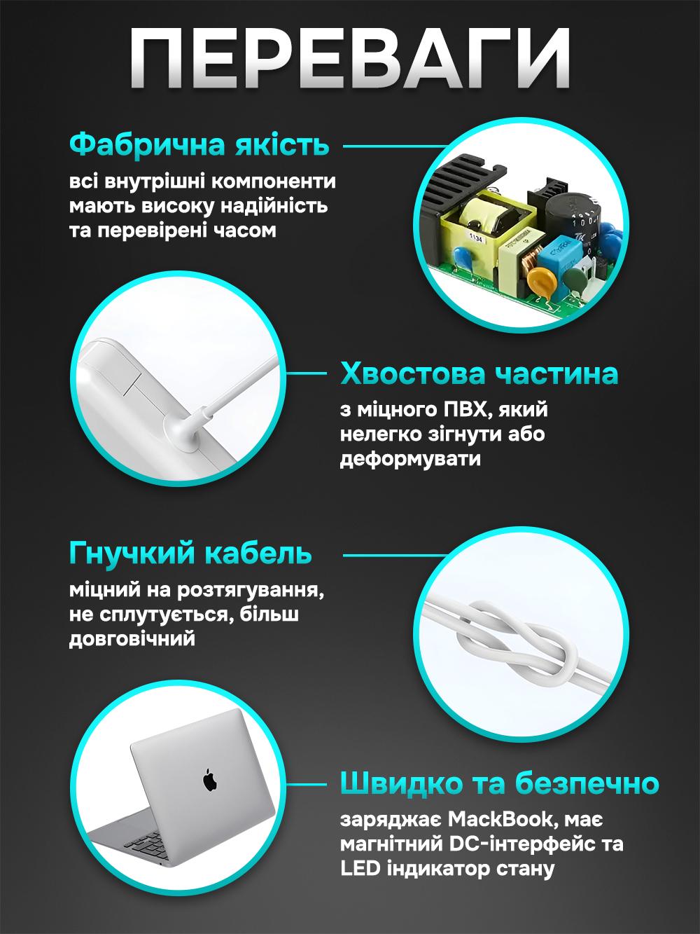 Зарядка Foxconn для Macbook air magsafe 2 45w Белый (58df5c47) - фото 5