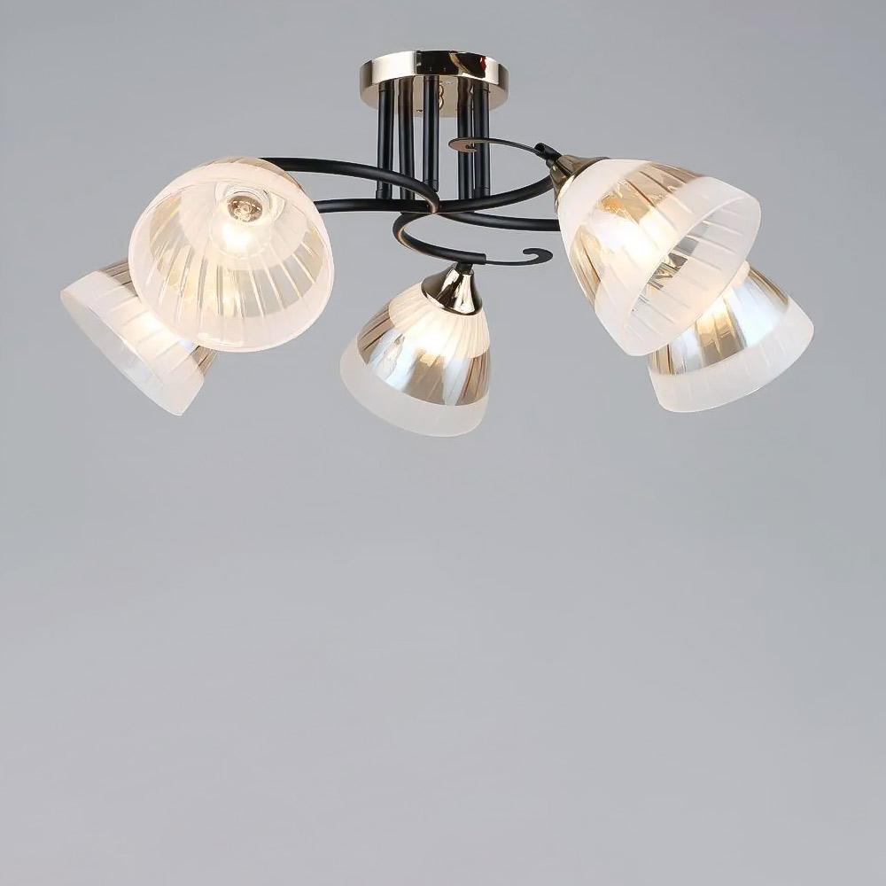 Люстра потолочная Light House SR-19195/5 FGD/BK E27 620х255 мм Золотой/Черный