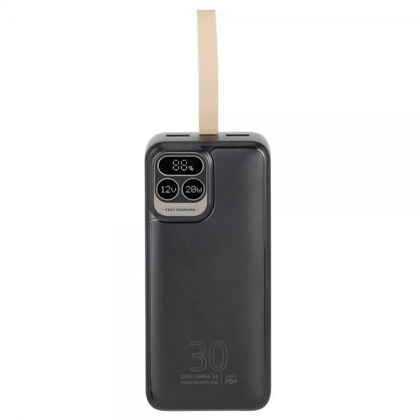 Повербанк Rivacase з LCD 30000 mAh 22,5 W Чорний (VA2285)