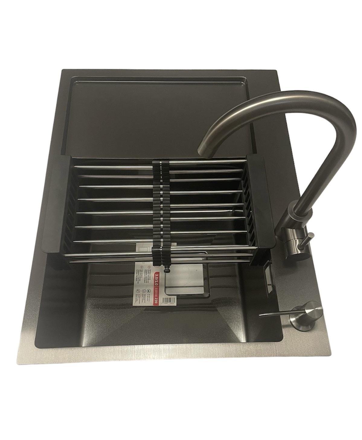 Мойка кухонная Platinum handmade PVD 65х50 см и смеситель для кухни Kroner-SCH035PVD Мойка кухонная Platinum handmade PVD 65х50 см и смеситель для кухни Kroner-SCH035PVD