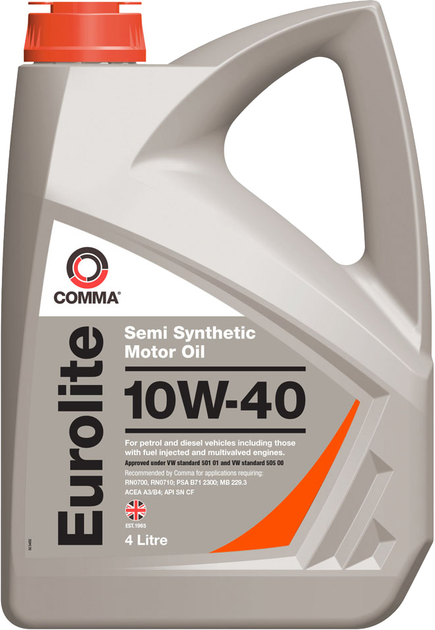 Моторне мастило COMMA EUROLITE 10W-40 напівсинтетичне 4 л (EUL4L)