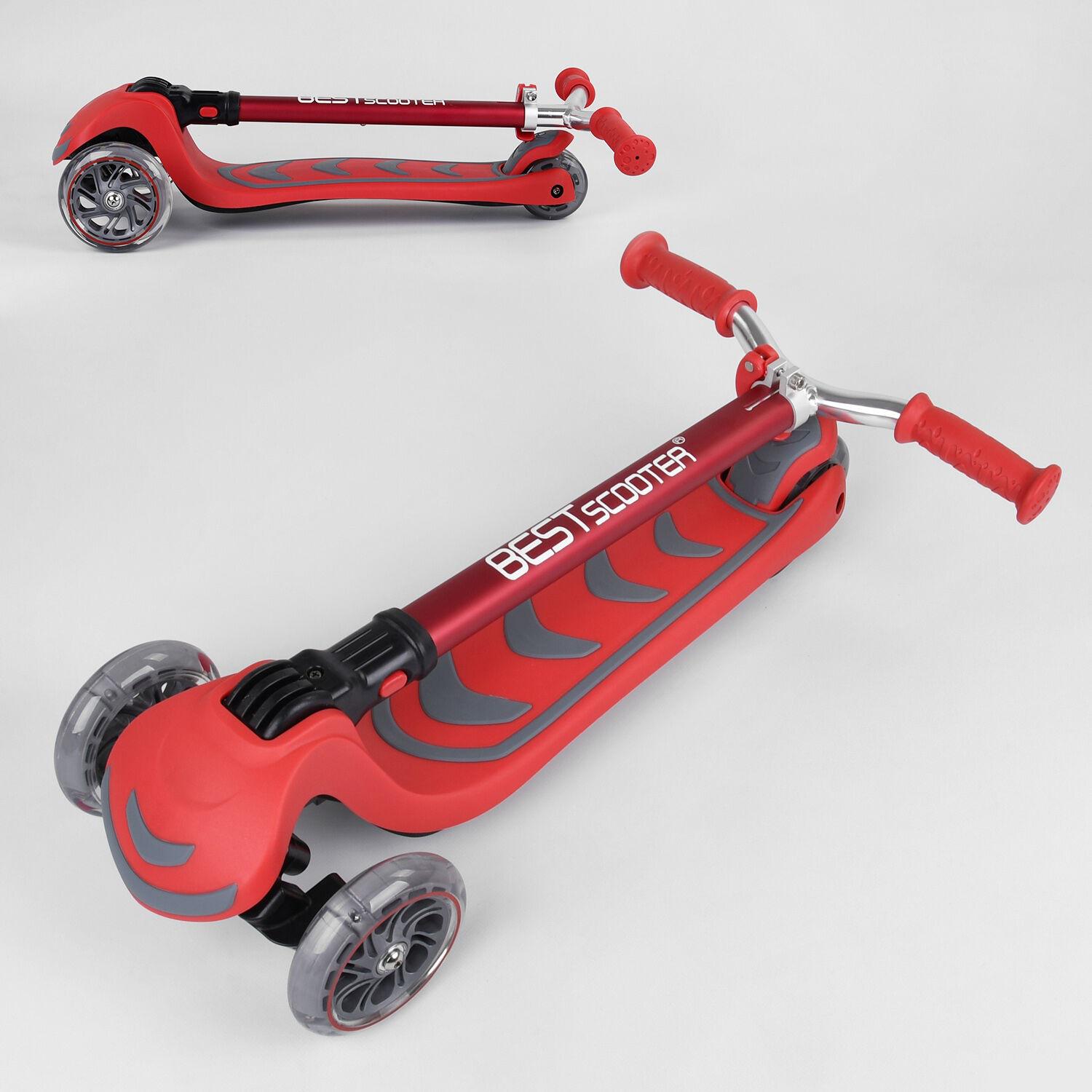 Самокат Best Scooter Y-00325 складане кермо 4 PU колеса з підсвічуванням Червоний (15013516) - фото 4