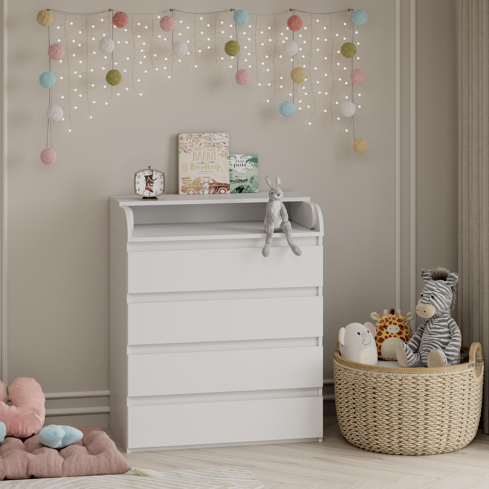 Комод пеленальный на 4 ящика без ручек Line KPF4 800x450x1020 мм Белый Комод пеленальный на 4 ящика без ручек Line KPF4 800x450x1020 мм Белый