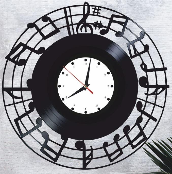 Часы настенные Музыкальные ноты 2176 из виниловой пластинки