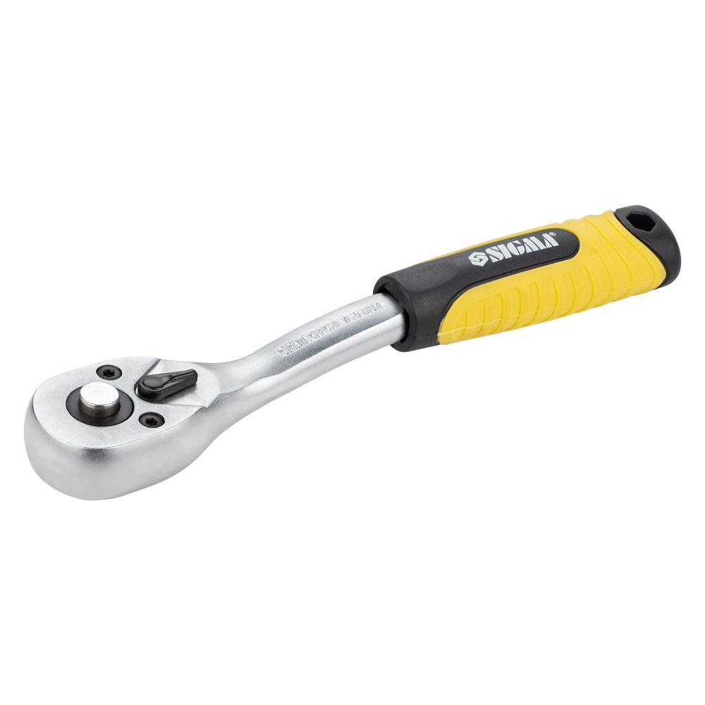 Ключ-трещотка Sigma 1/4" 150 мм 72T CrV с изогнутой ручкой (6050071)