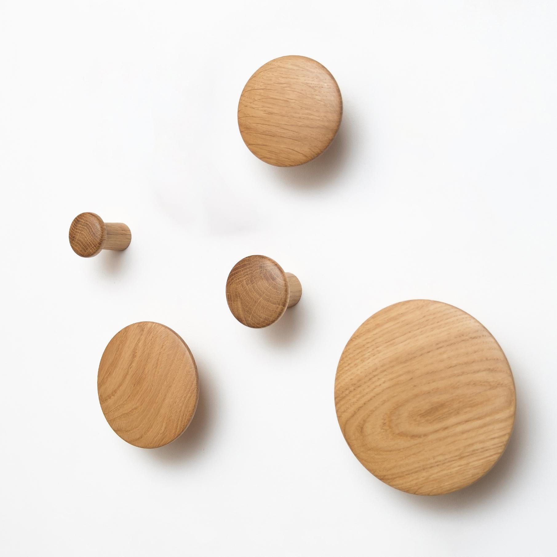 Набор деревянных мебельных крючков для одежды ø 35-120 мм 5 шт. Дуб (50661) - фото 1