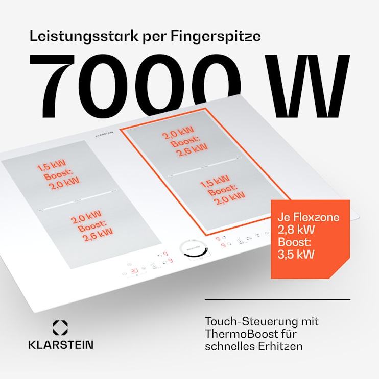 Индукционная плита Klarstein Delicatessa 70 Flex Варочная панель для кухни 7000 Вт (10045604) - фото 6 Индукционная плита Klarstein Delicatessa 70 Flex Варочная панель для кухни 7000 Вт (10045604) - фото 6