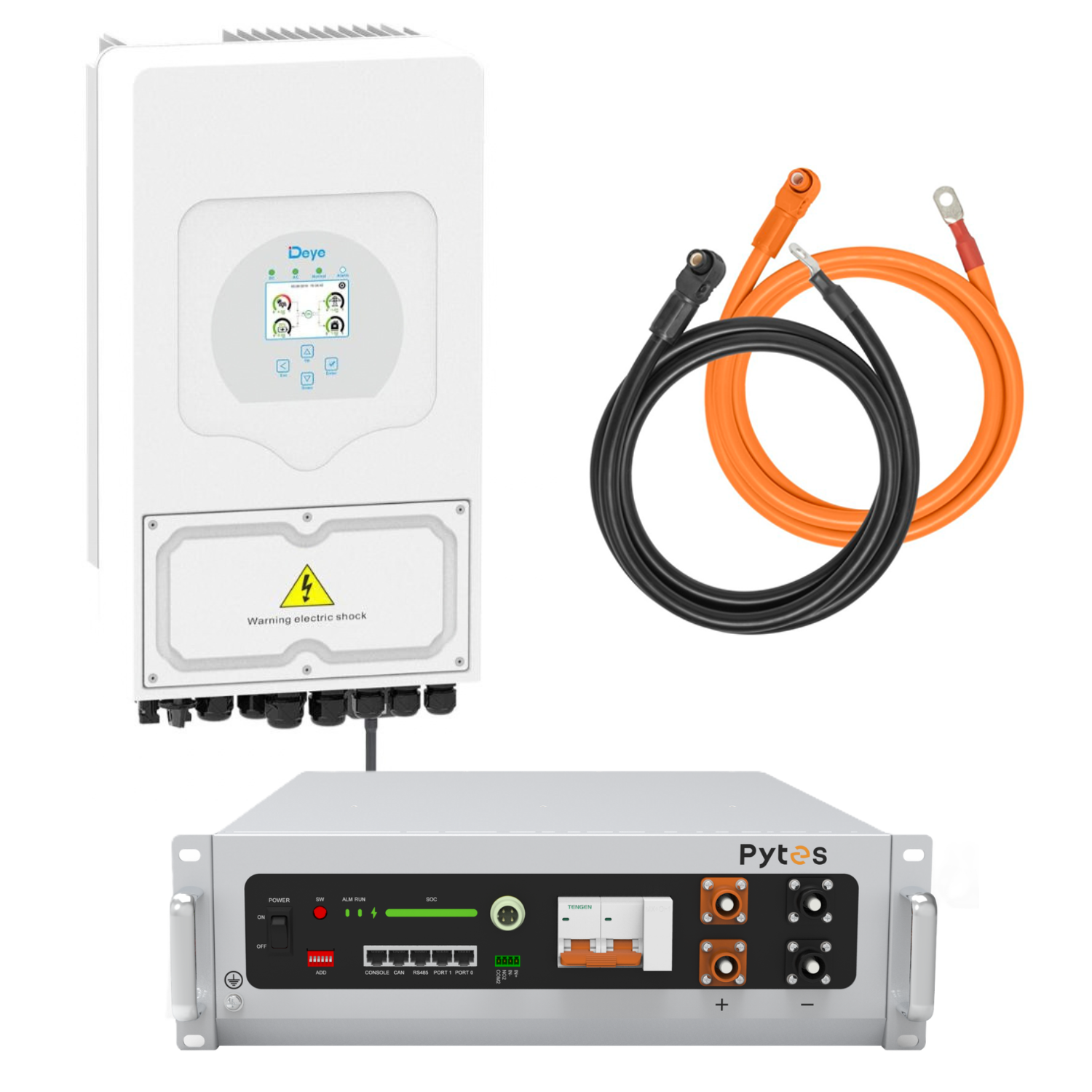 Комплект автономного энергоснабжения Deye SUN-5K-SG05LP1-EU 5 кВт и Pytes V5°α Plus H+ 5,12 кВт/год LiFePO4