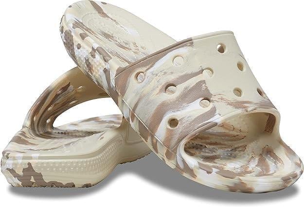 Шльопанці жіночі утеплені Crocs Slide Classic Marbled р. 40-41 Бежевий (15026)