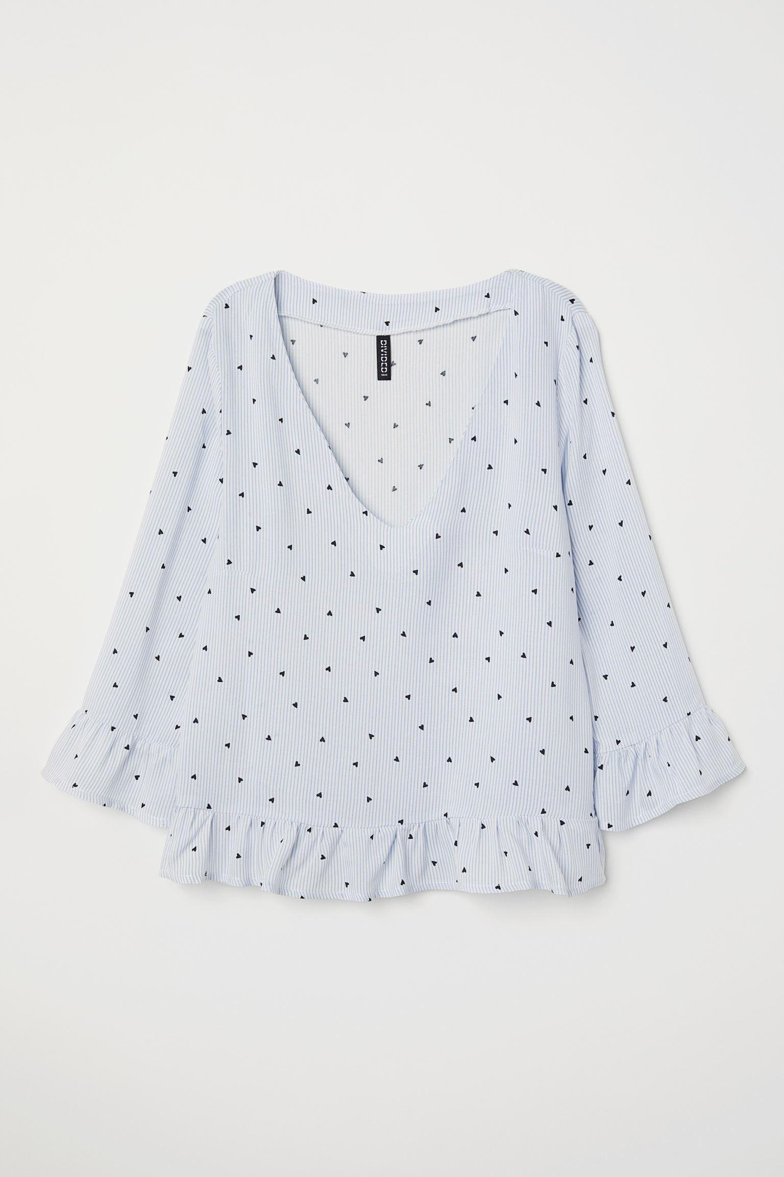 Блуза H&M р. 38 Блакитний серця (22025841047)