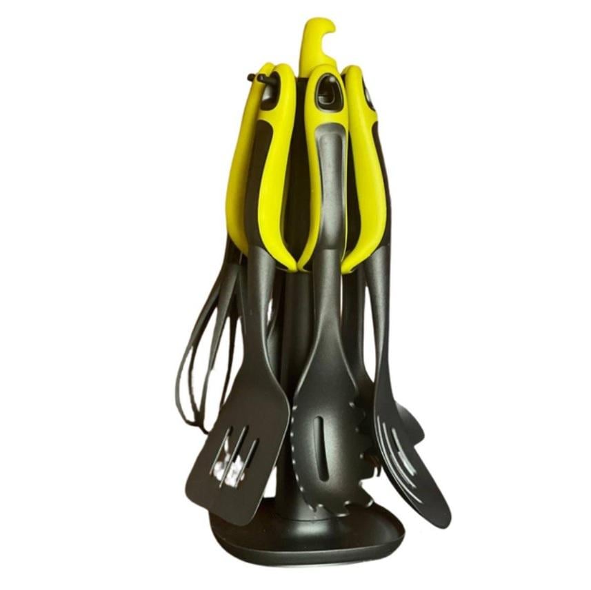 Набор кухонных принадлежностей универсальный с подставкой/лопатка/венчик/шумовка/половник 6 пр. Черно-зеленый (195) Набор кухонных принадлежностей универсальный с подставкой/лопатка/венчик/шумовка/половник 6 пр. Черно-зеленый (195)