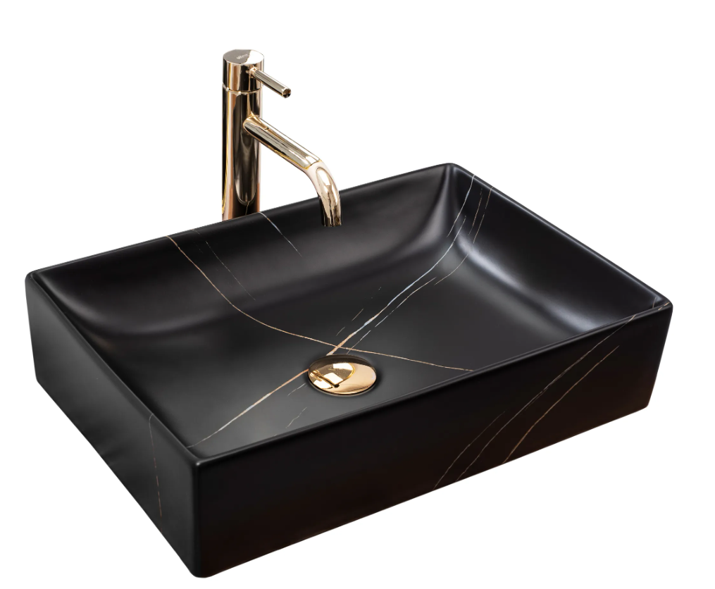 Умывальник накладной Rea INGA Black Marble Matt (2619546842)