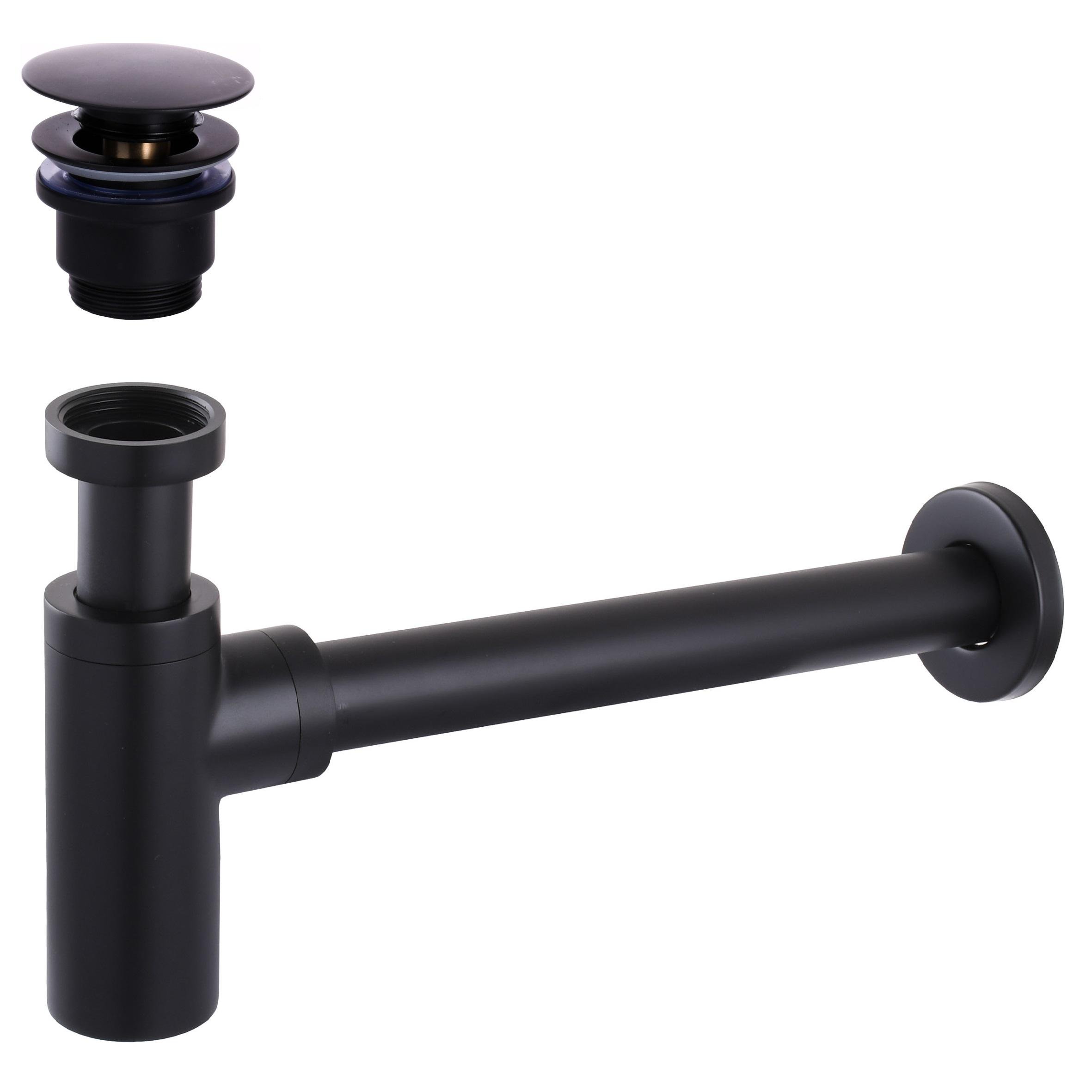 Сифон для умивальника Globus Lux з універсальним донним клапаном Чорний матовий (2752927619)