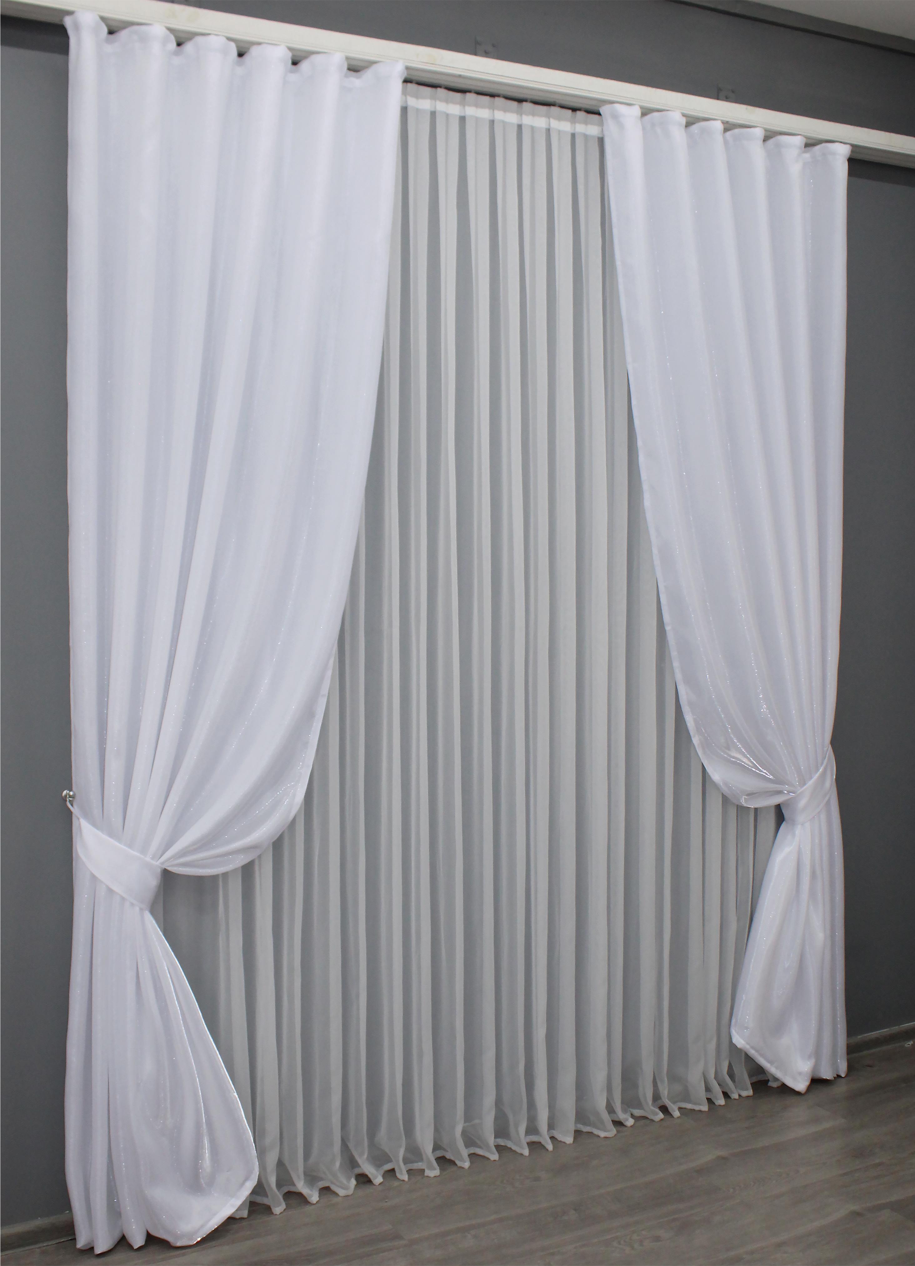 Комплект штор VR-Textil Атлас №805ш монорей 100х270 см 2 шт. Білий (31-210) - фото 2