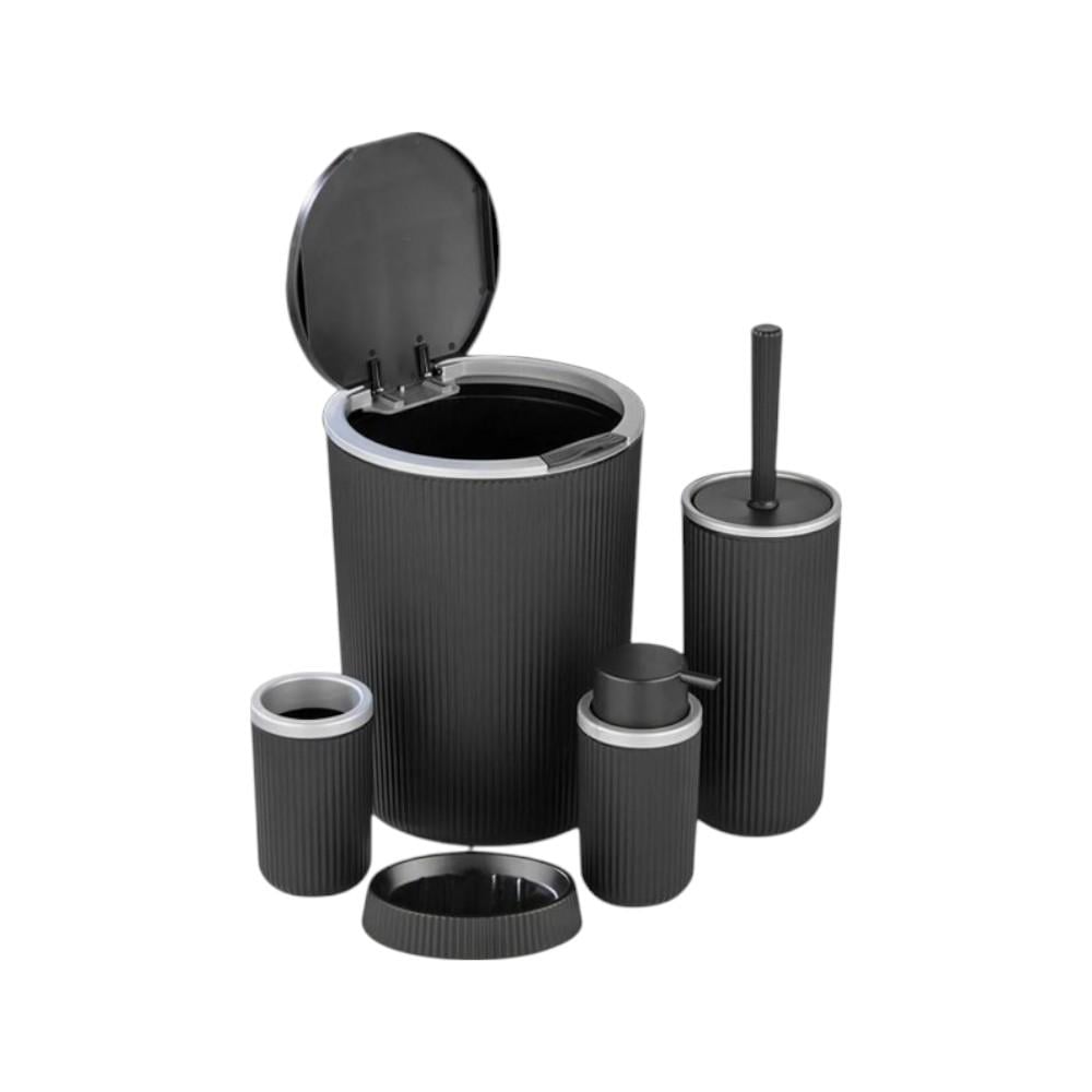 Набор аксессуаров для ванной комнаты Boxup FT-410 5 предметов Черно-серый (100195ZPL)