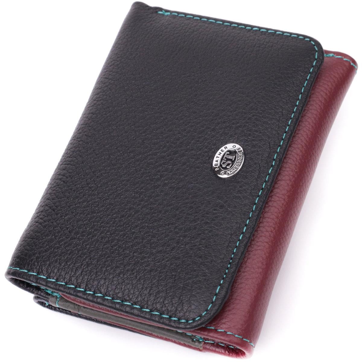 Кошелек женский ST Leather 22497 в три сборки из натуральной кожи Разноцветный (168-136-22497)