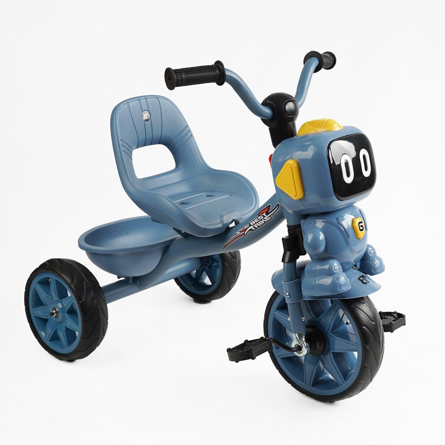 Детский трехколесный велосипед без ручки Best Trike BS с фигуркой и корзиной Синий