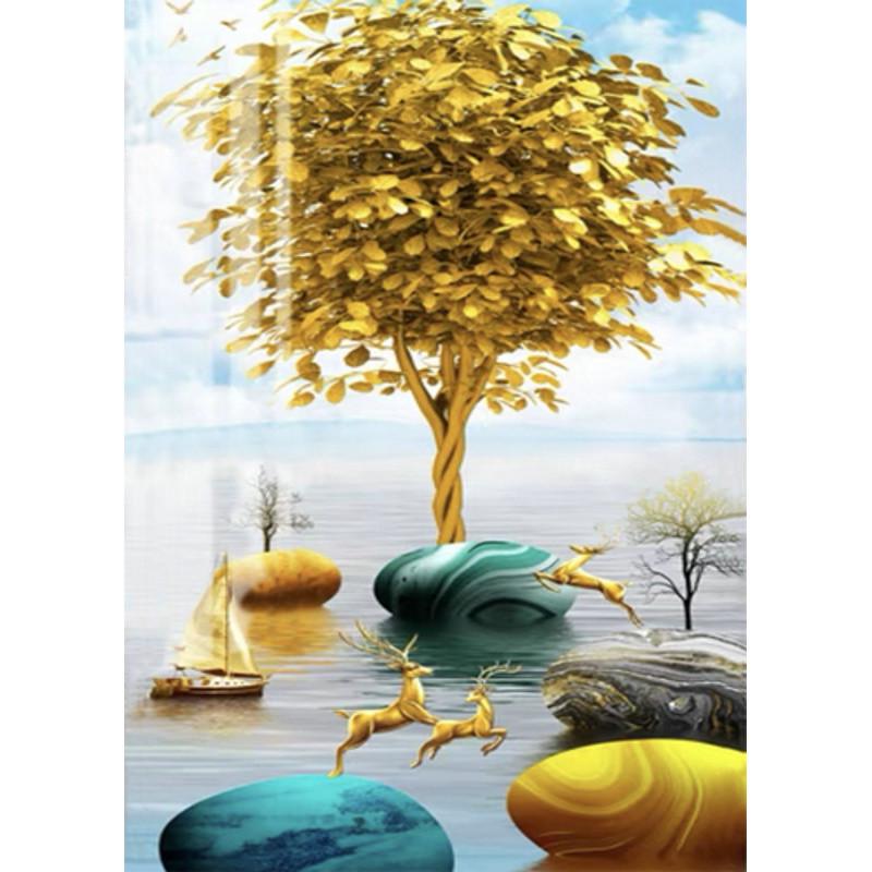 Алмазная мозаика Strateg Золотые оленята без подрамника 30х40 см (JSDF82148)