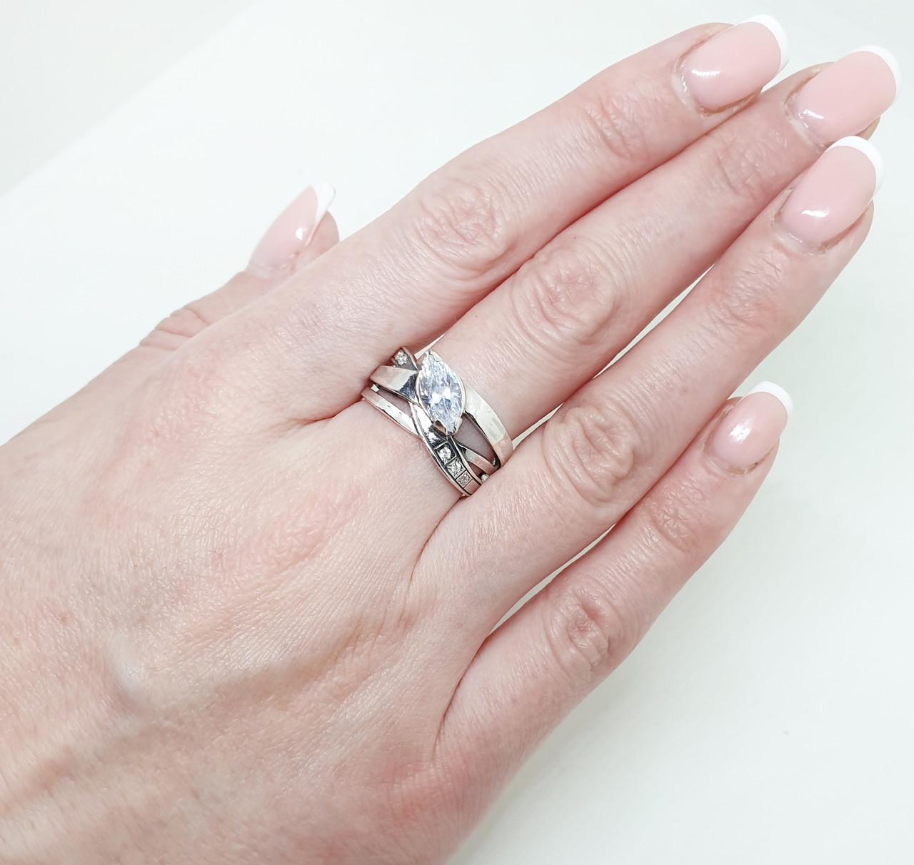 Кольцо серебряное с кубическим цирконием р. 22 4,29 г (1504018671)