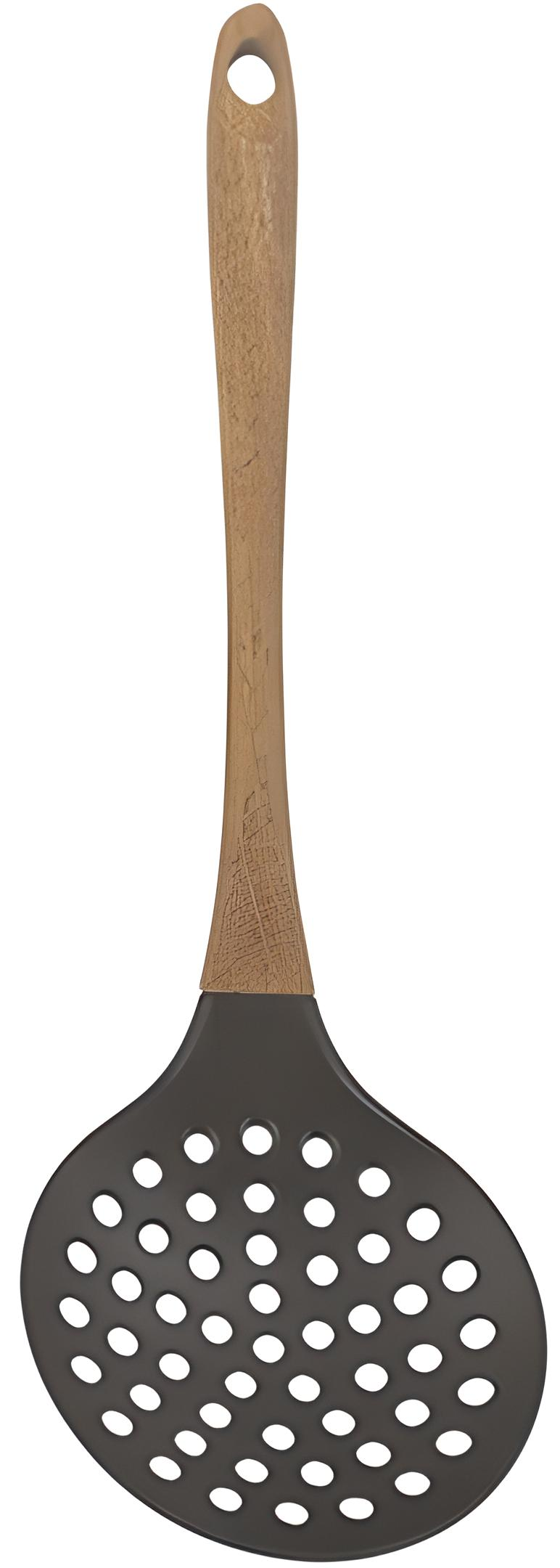 Шумовка силіконова Bergner San Ignacio Green 33x10,6 см з дерев'яною ручкою Сірий (SG-1481)