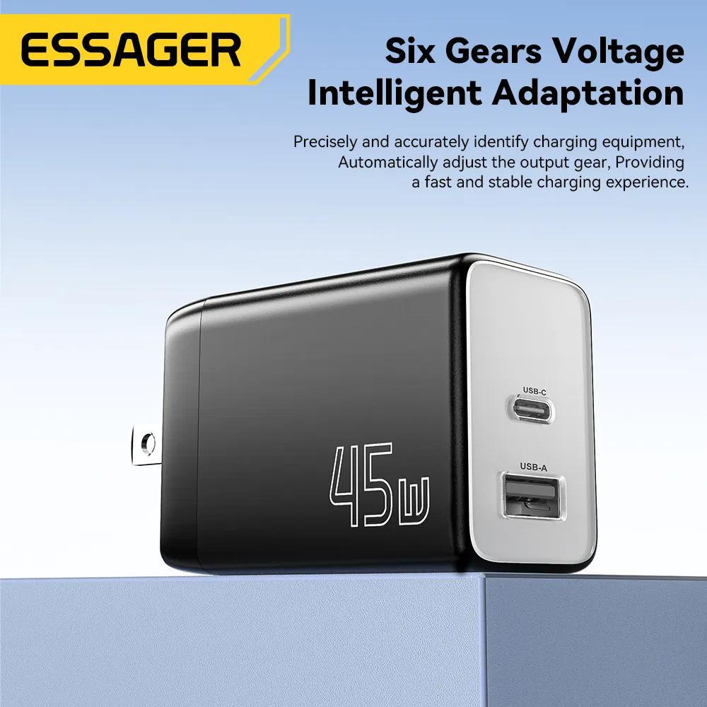 Зарядное устройство для телефонов Essager ES-CD40 45W GAN travel Charger USB A/TYPE C EU White (ECT45W-LJB02-Z) - фото 4