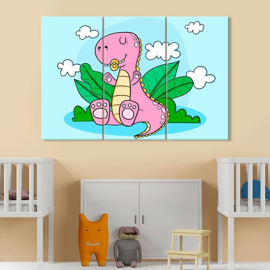 Картина в детскую комнату Маленький динозаврик с пустышкой 156x100 см (A1463-3)