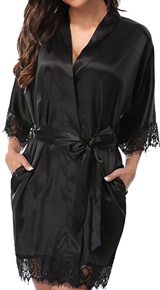 Халат з довгим рукавом короткий S/M Чорний (10000440(1)