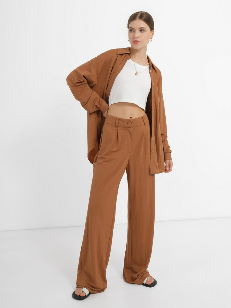 Блуза Jhiva удлиненная оверсайз р. 56 Коричневый (70051743)