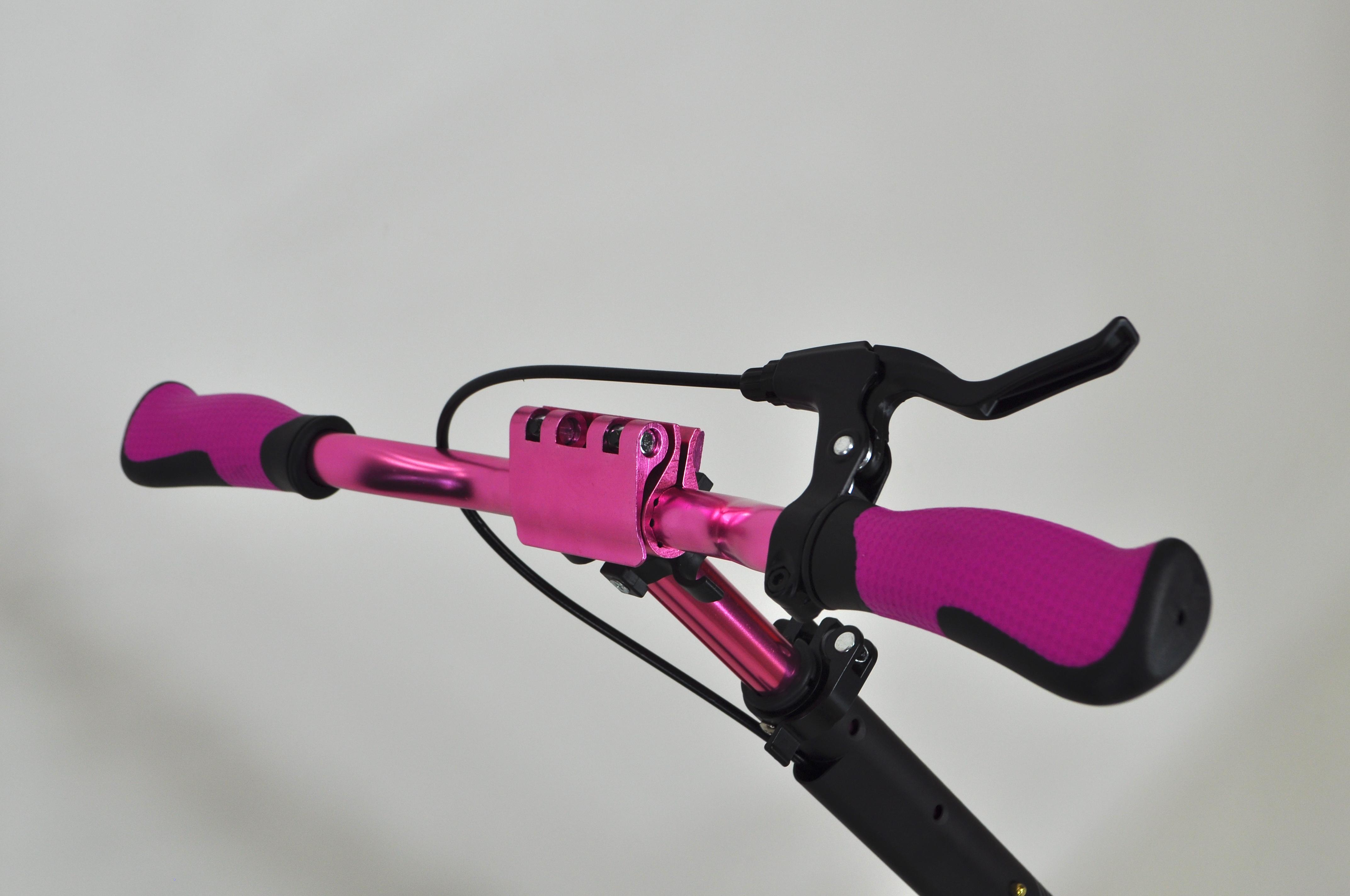 Самокат двухколесный Maraton Cardinal с дисковым тормозом и подногой Черный с розовым - фото 4