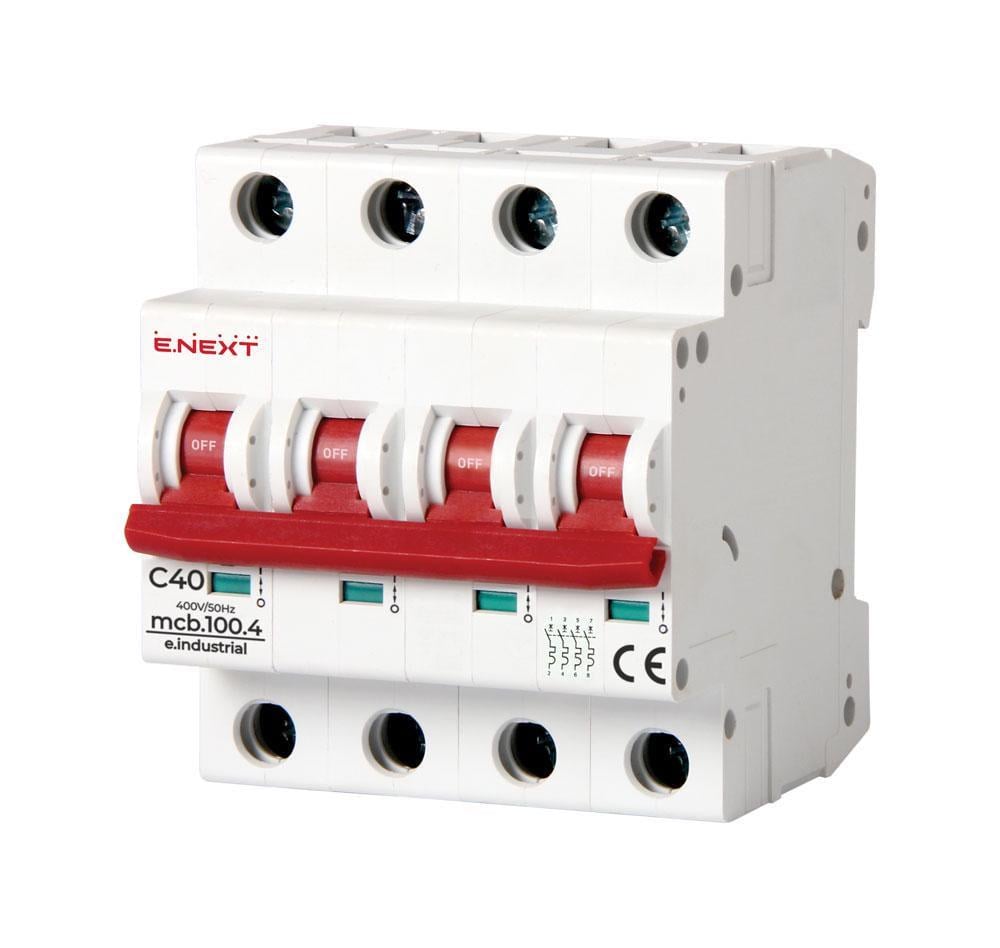 Автоматичний вимикач E.NEXT e.industrial.mcb.100.4.C40 4р 40А 10кА C (i0180034)