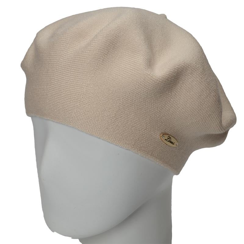 Берет женский двойной Novita Софи из вискозы теплый мягкий L р. 57-58 Светлый лен