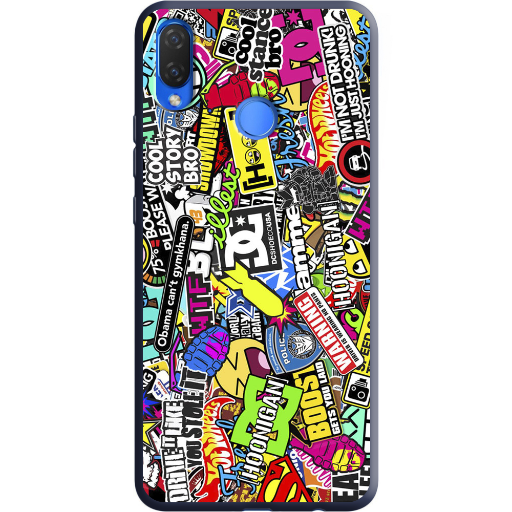 Чехол Boxface Huawei P Smart Plus Multicolored Inscriptions Синий силикон (34912-up880-36131)