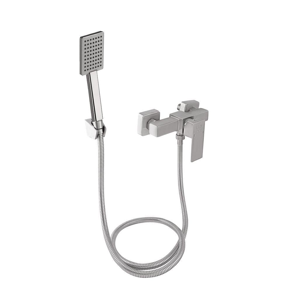 Змішувач для душу Lidz Kubis 010 із душовим гарнітуром k35 Nickel (LDKUB010NKS28535)