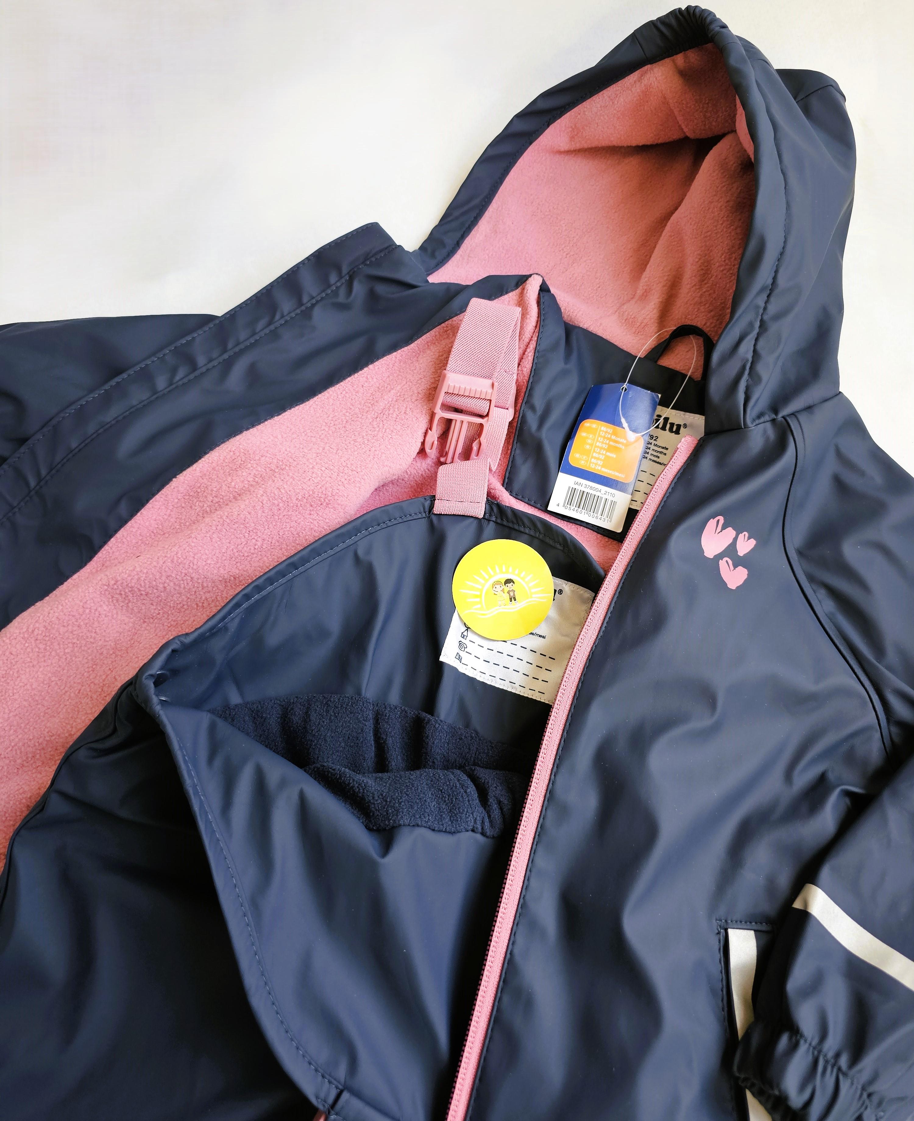 Комплект для девочки Lupilu от дождя флисовый 86-92 см (19349309) - фото 4