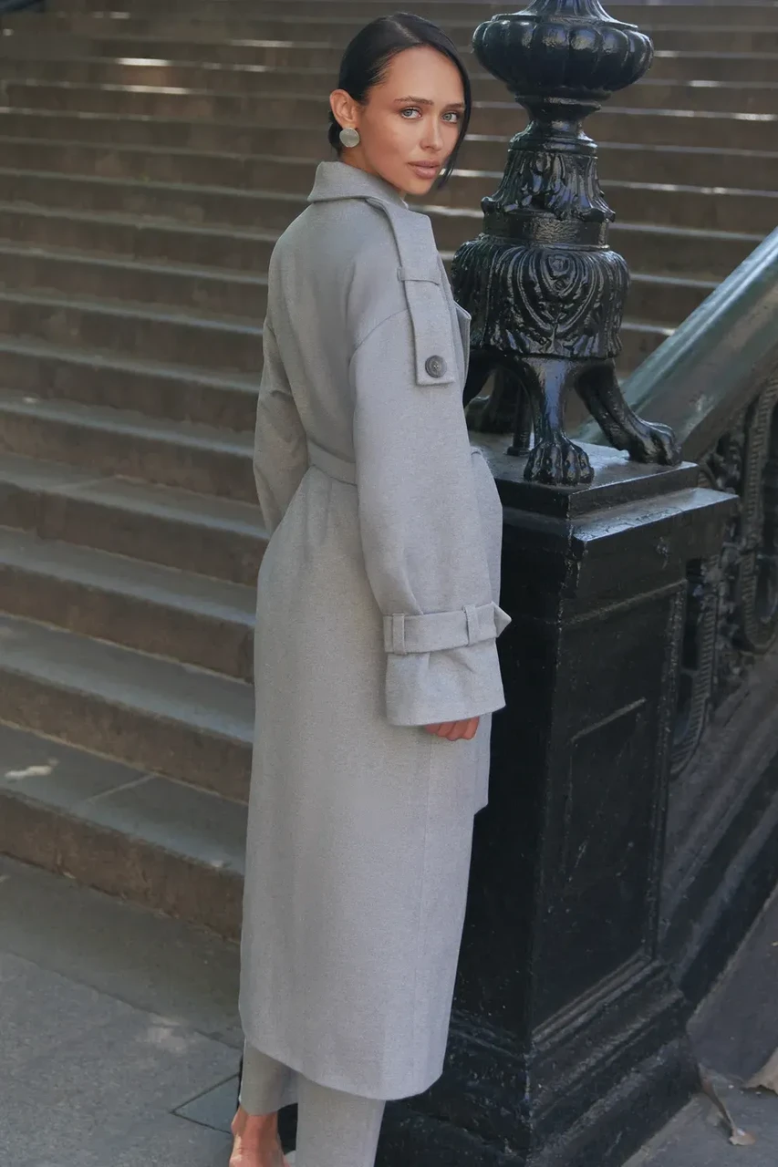 Тренч Seventeen из итальянской шерсти XXL-3XL Серый - фото 4 Тренч Seventeen из итальянской шерсти XXL-3XL Серый - фото 4