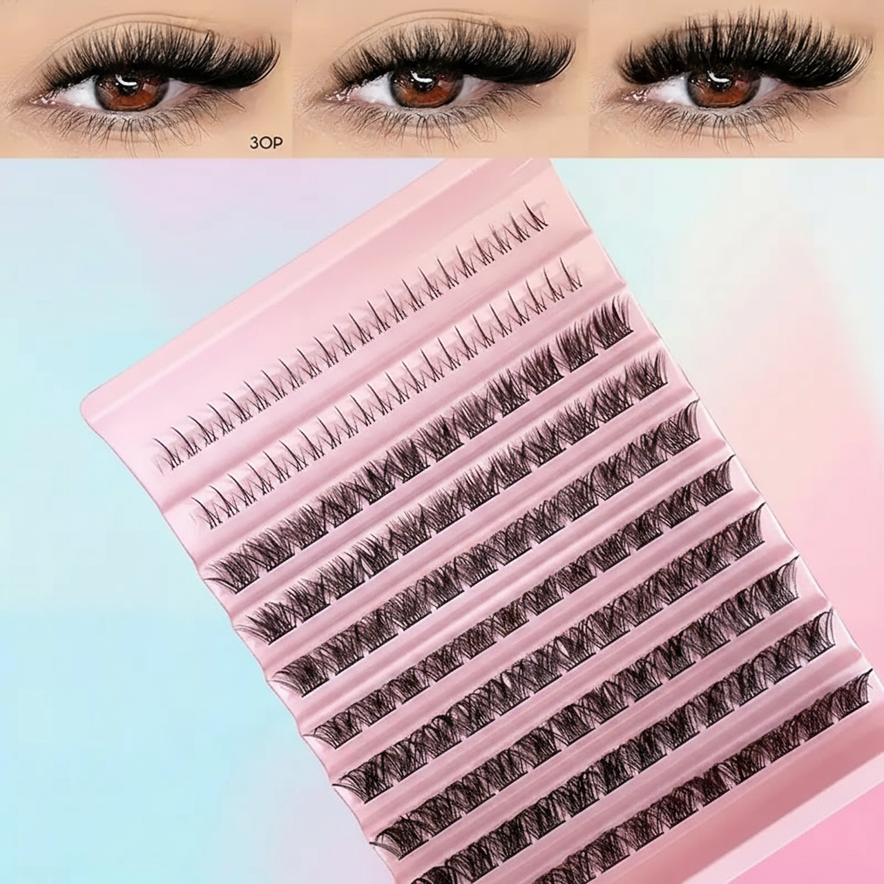 Набор ресниц для самостоятельного наращивания 140 пучков 0,5-1,6 см с D изгибом с двухфазным клеем Черный (28142857360) - фото 2 Набор ресниц для самостоятельного наращивания 140 пучков 0,5-1,6 см с D изгибом с двухфазным клеем Черный (28142857360) - фото 2