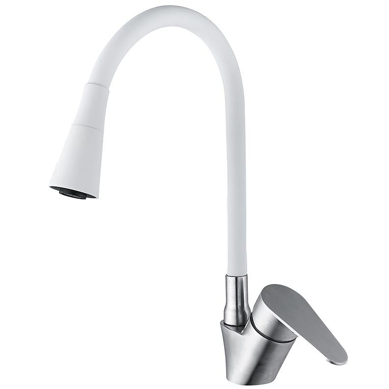 Смеситель для кухни Wezer POD4Y-04W с гибким изливом Белый (251061)