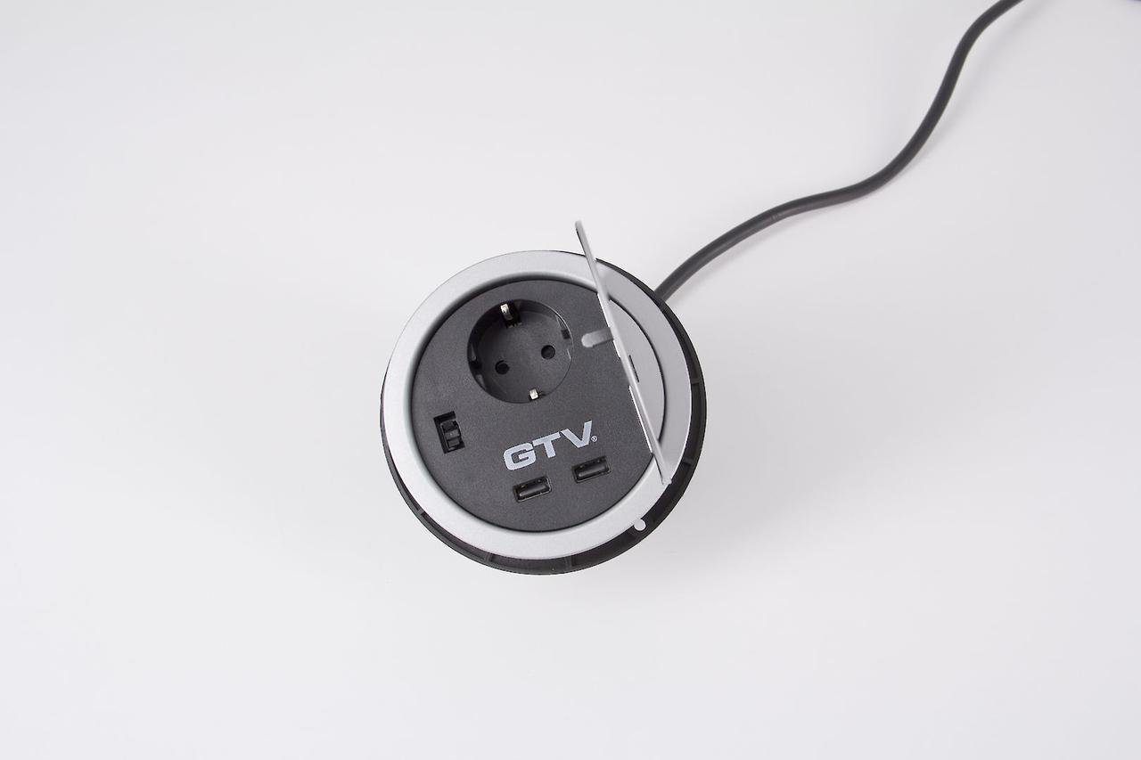Розетка встроенная GTV на 1 вилку 2 USB (AE-BPW1S2UCH-80)