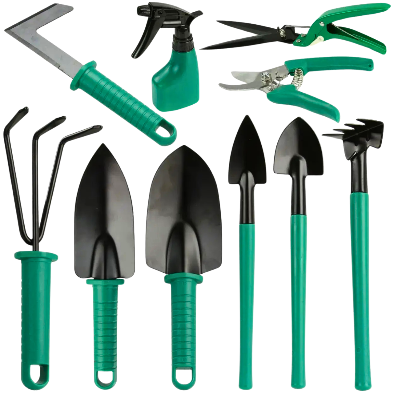 Набір садових інструментів 10 предметів Зелений (11205681)