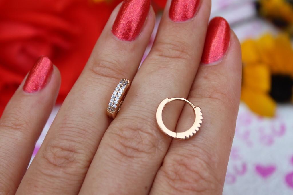 Серьги Xuping Jewelry Колечки с камнями 1,2 см Золотистый