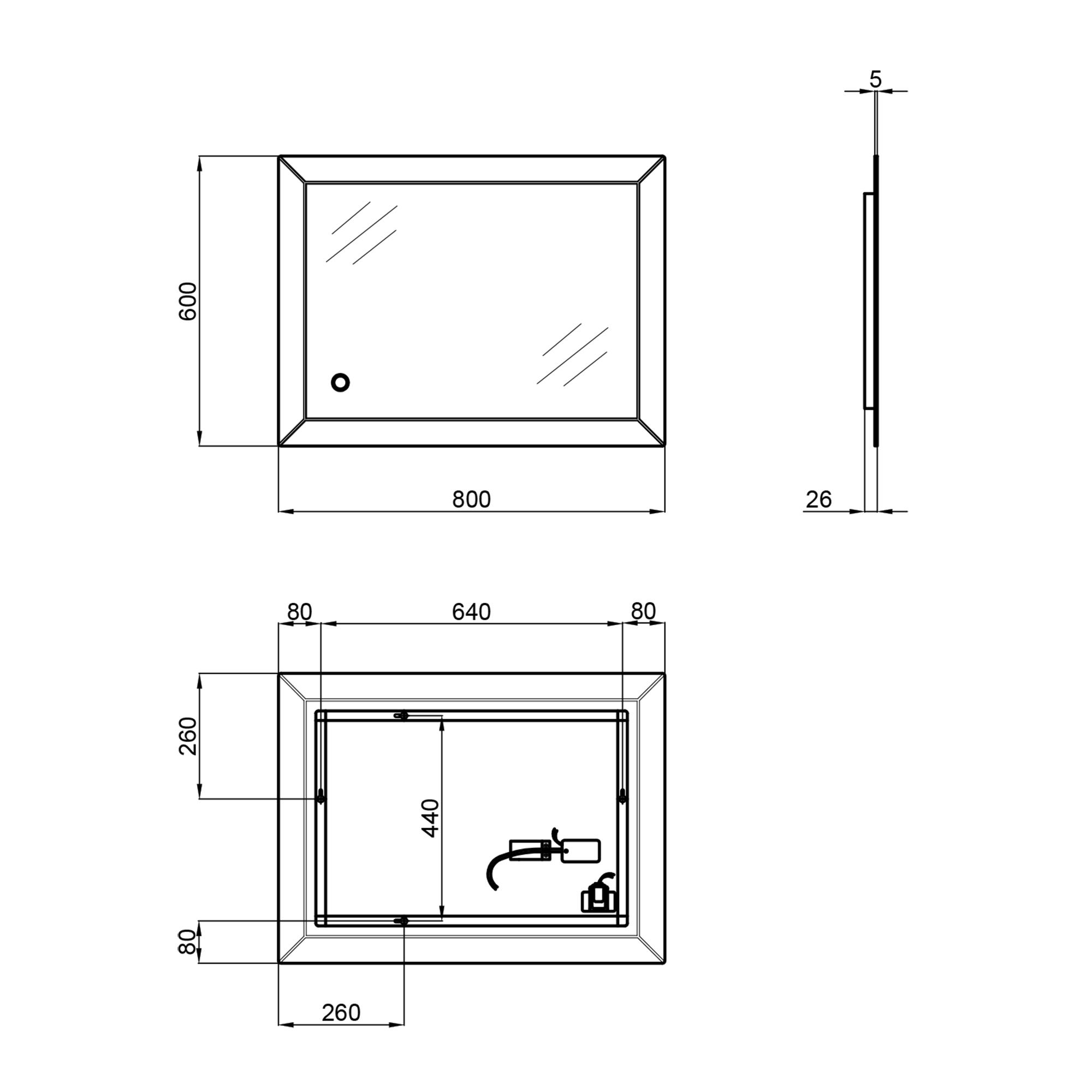 Дзеркало Qtap Aries з LED-підсвічуванням Reverse 600x800 мм (QT037816016080W) - фото 2