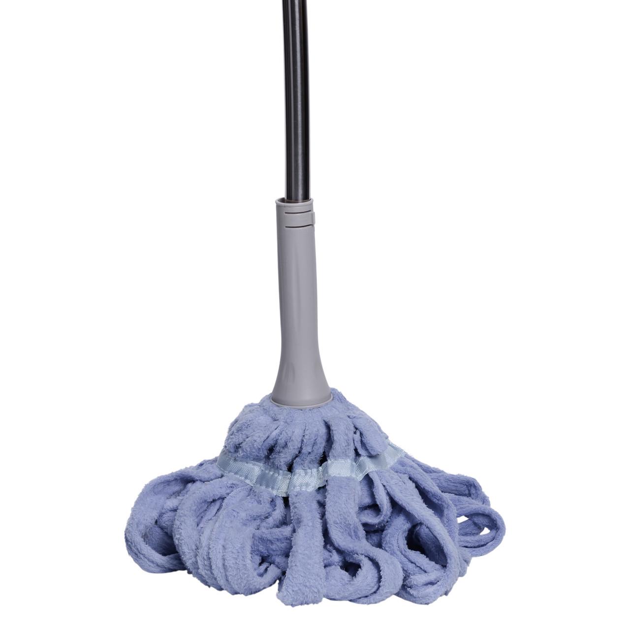 Швабра телескопическая для мытья пола с самоотжимом Голубой - фото 2 Швабра телескопическая для мытья пола с самоотжимом Голубой - фото 2