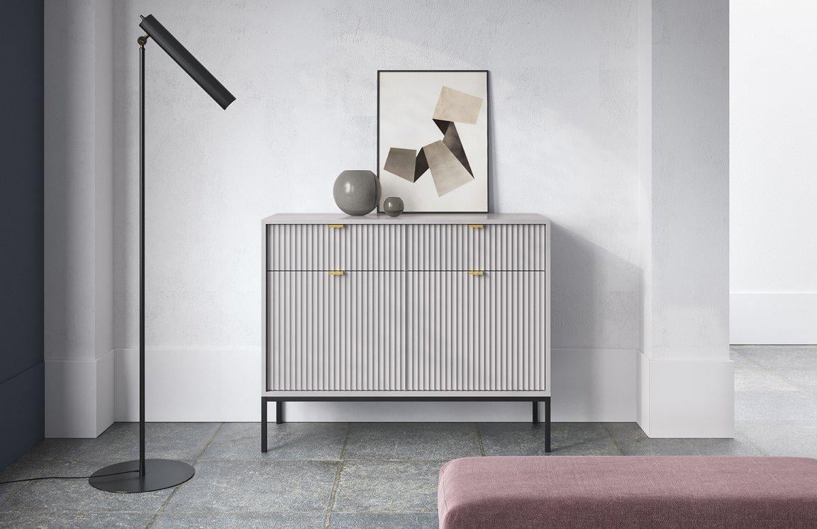 Комод Perfect Home Nova KSZ104 2-дверный с 2 ​​ящиками и черными ножками Серый (PFH-091218)