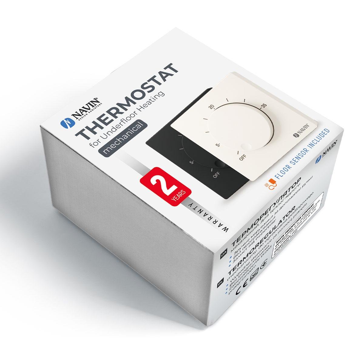 Комплект теплої підлоги Basic нагрівальний мат NAVIN HaloClear 600 Вт/3,2м2 6,4 м та терморегулятор NAVIN EH84WM-16A Чорний матовий