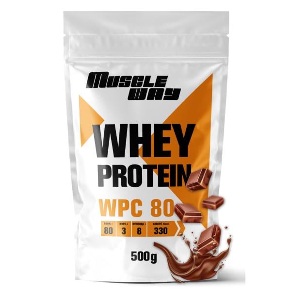 Протеин сывороточный концентрат MuscleWay WPC 80 порошок 500 г Шоколад (21-137-WPro-80-ch-500gr)