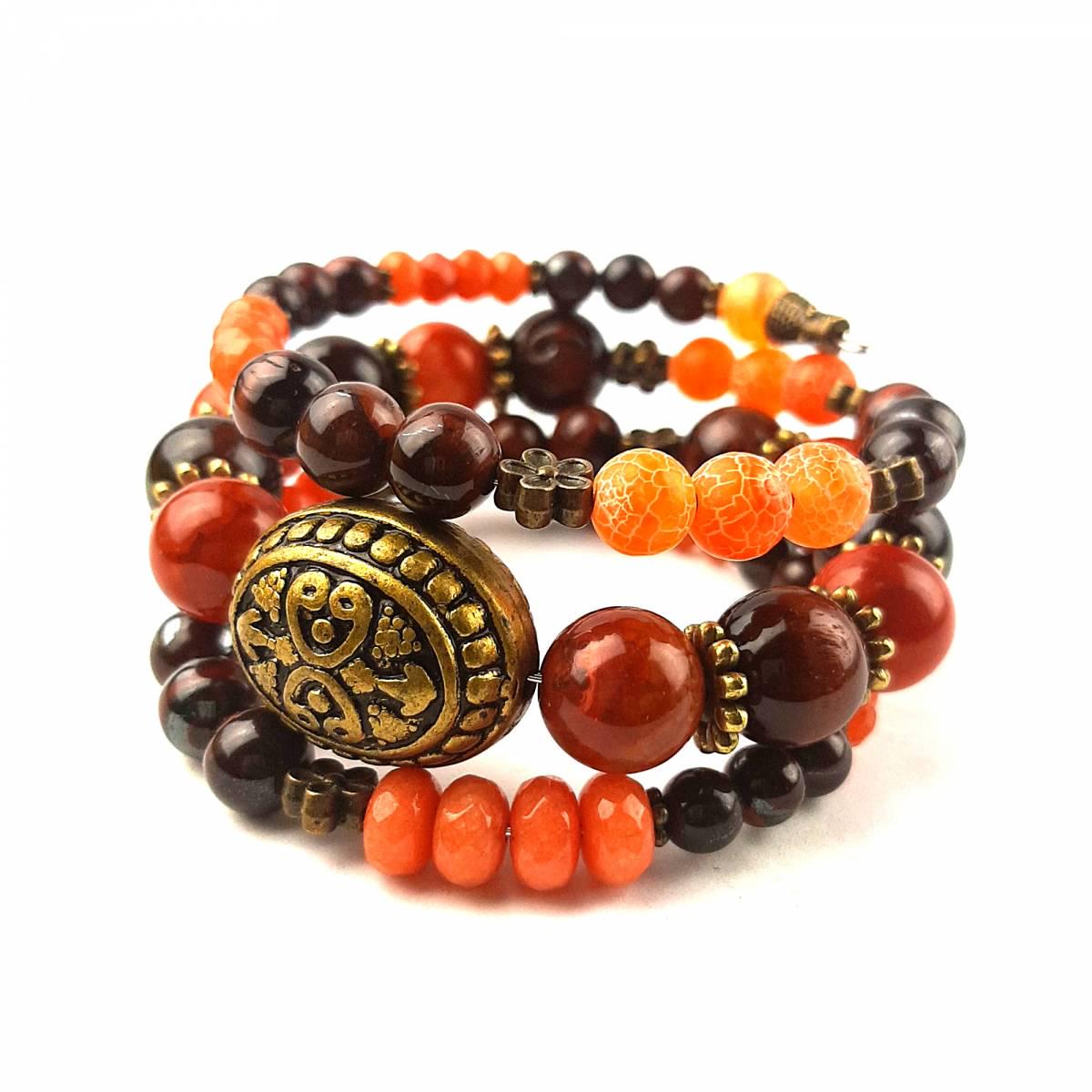 Браслет DARSANA Мулан из натурального камня агат/сердолик/бычий глаз (DRSU005061)